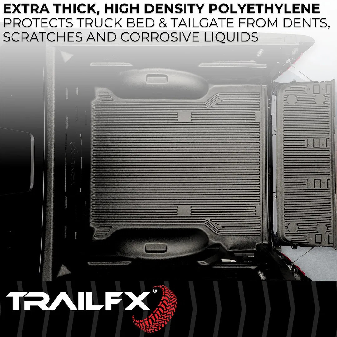 F8U23X – TRAILFX Bed Liner, Drop-In Under Rail Black High-Density Polyethylene With Tailgate Liner/ Hardware